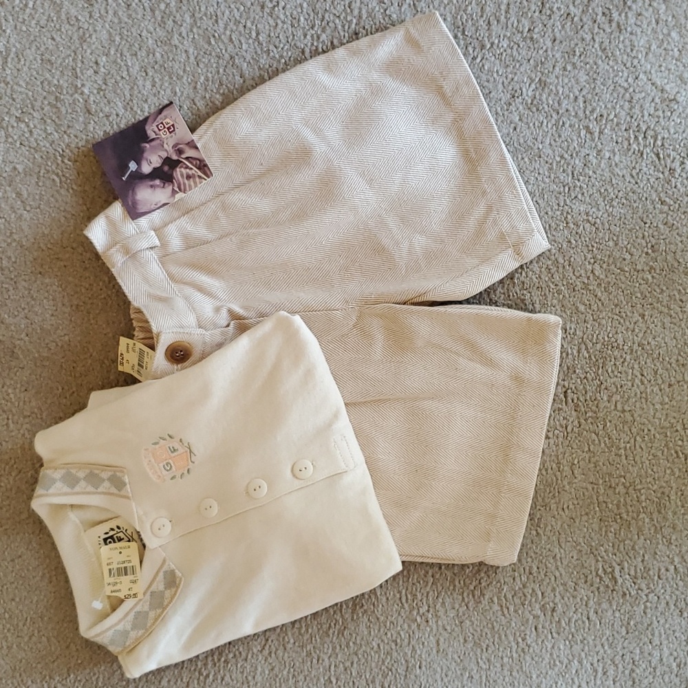 NWT Size 4T Golf Shirt and Shorts in Cream and Beige - Just like Dad!